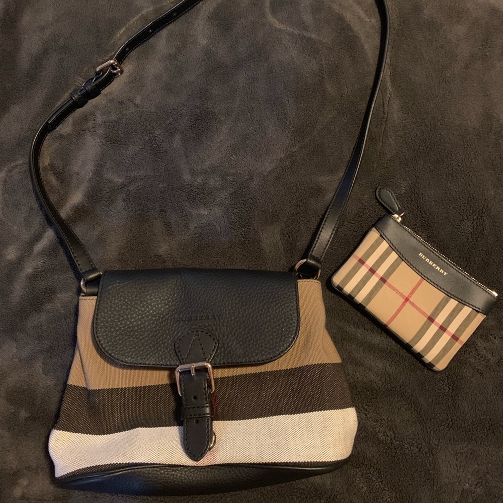 Burberry canvas crossbody handbag and zip pouch